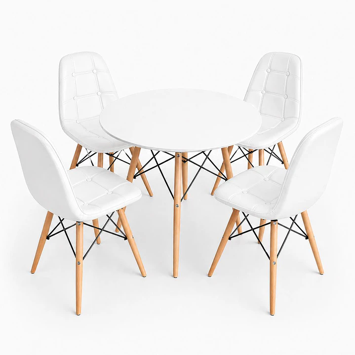 Comedor Serpiente (Mesa Melamina redonda + 4 sillas Buckle) 2