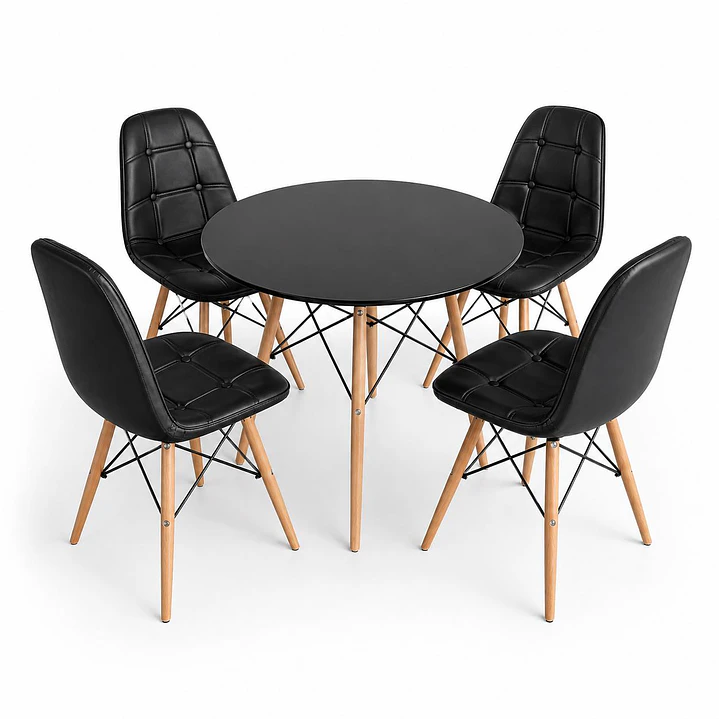 Comedor Serpiente (Mesa Melamina redonda + 4 sillas Buckle) 1