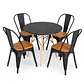 Comedor Liberia (Mesa Melamina redonda + 4 Sillas Tolix Madera) - Miniatura 1
