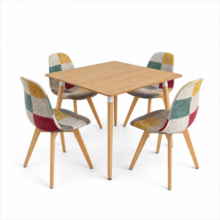 Comedor Barbados (Mesa 80x80 Wood + 4 Sillas Dali) 1