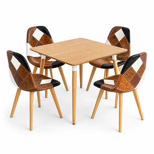 comedor Naca (Mesa 80x80 Wood + 4 Sillas Da Vinci)