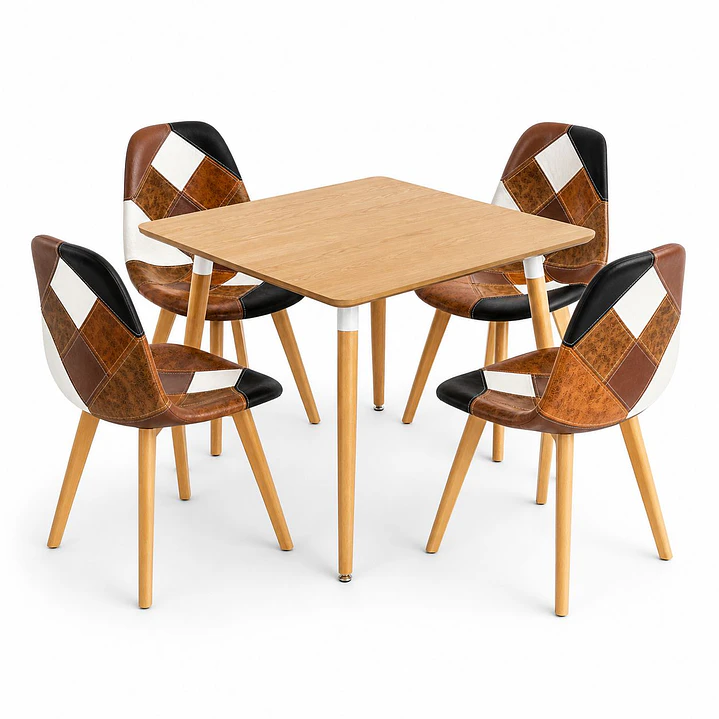 comedor Naca (Mesa 80x80 Wood + 4 Sillas Da Vinci) 1