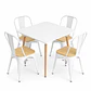 Comedor Grecia (Mesa cuadrada melamina blanca + 4 sillas tolix madera) - Miniatura 1