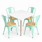 Comedor Grecia (Mesa cuadrada melamina blanca + 4 sillas tolix madera) - Miniatura 3