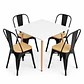 Comedor Grecia (Mesa cuadrada melamina blanca + 4 sillas tolix madera) - Miniatura 4