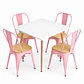 Comedor Grecia (Mesa cuadrada melamina blanca + 4 sillas tolix madera) - Miniatura 5