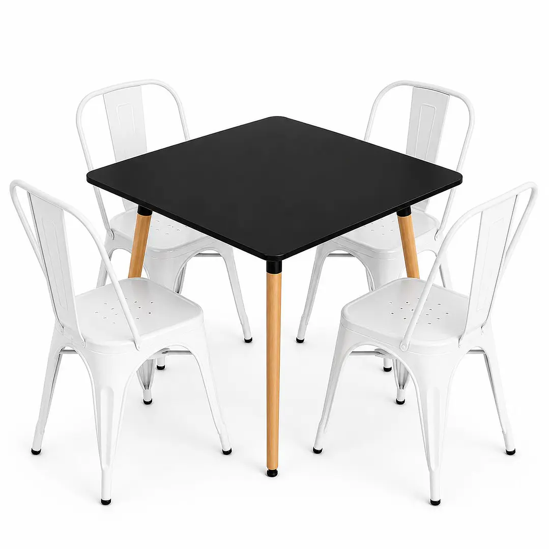Comedor Sudán (Mesa cuadrada Negra +4 Silla tolix) 2