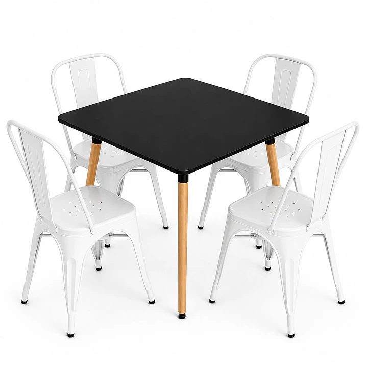 Comedor Sudán (Mesa cuadrada Negra +4 Silla tolix) 2