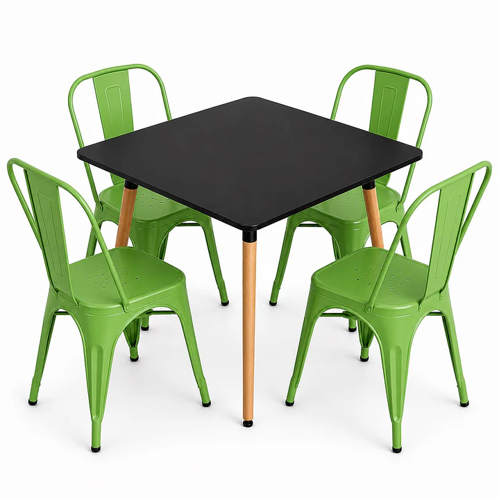 Comedor Sudán (Mesa cuadrada Negra +4 Silla tolix) 3