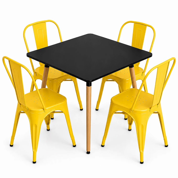Comedor Sudán (Mesa cuadrada Negra +4 Silla tolix) 4