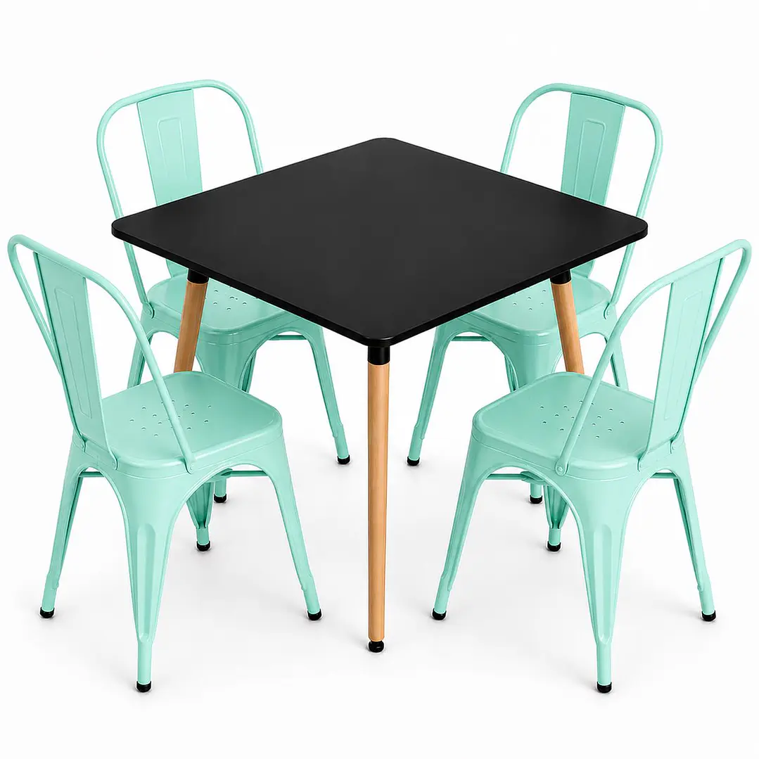 Comedor Sudán (Mesa cuadrada Negra +4 Silla tolix) 5