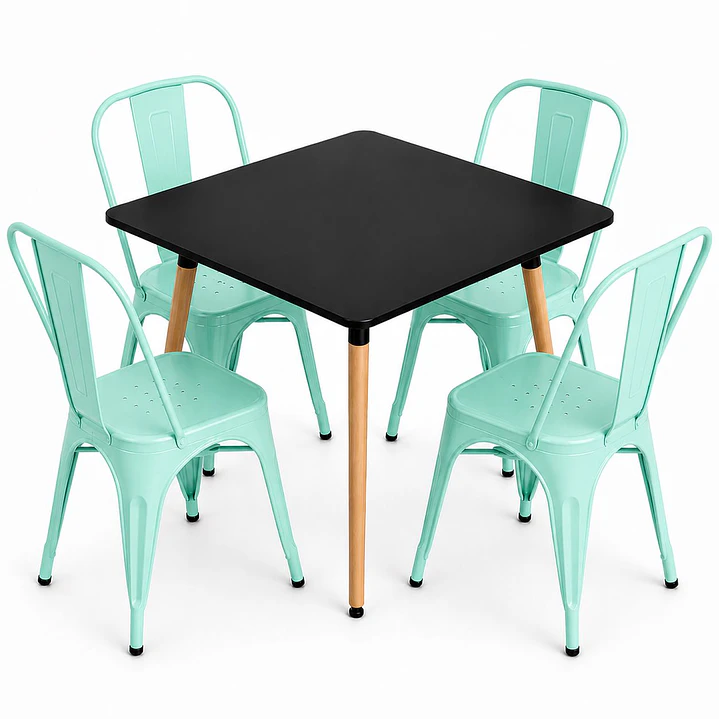 Comedor Sudán (Mesa cuadrada Negra +4 Silla tolix) 5