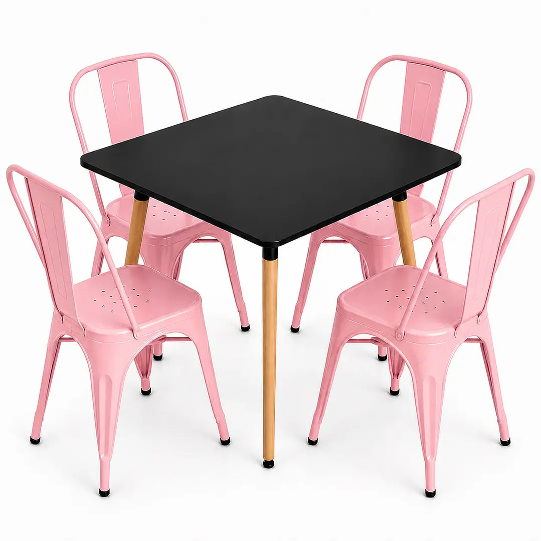 Comedor Sudán (Mesa cuadrada Negra +4 Silla tolix) 6