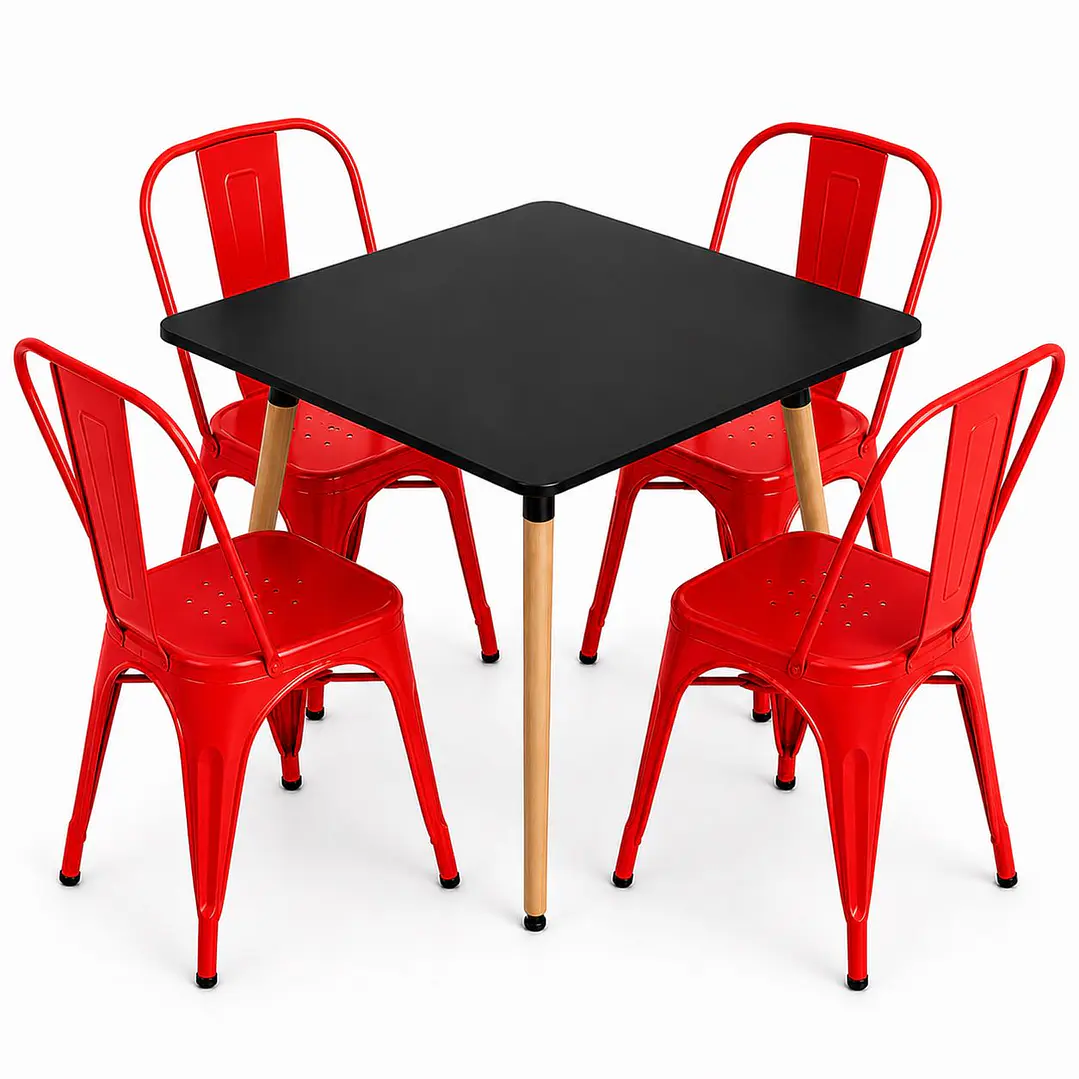 Comedor Sudán (Mesa cuadrada Negra +4 Silla tolix) 7