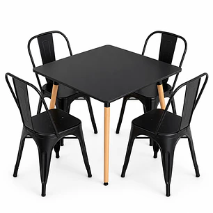 Comedor Sudán (Mesa cuadrada Negra +4 Silla tolix)