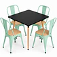 Comedor Malí (Mesa Cuadrada Melamina Negra + 4 Sillas Tolix Madera) - Miniatura 3