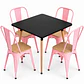 Comedor Malí (Mesa Cuadrada Melamina Negra + 4 Sillas Tolix Madera) - Miniatura 4