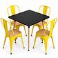 Comedor Malí (Mesa Cuadrada Melamina Negra + 4 Sillas Tolix Madera) - Miniatura 5