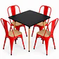 Comedor Malí (Mesa Cuadrada Melamina Negra + 4 Sillas Tolix Madera) - Miniatura 7