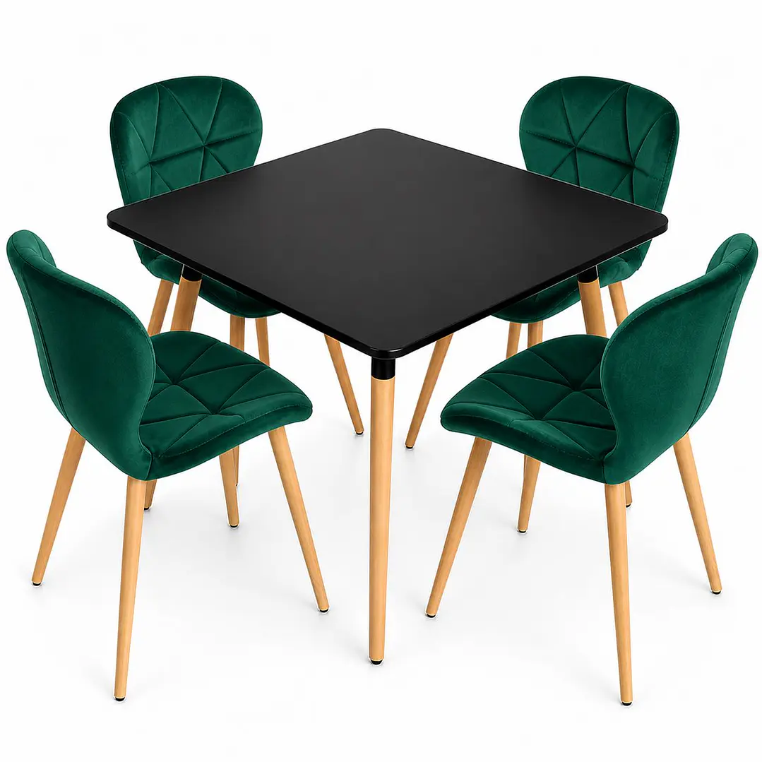 Comedor Filipinas (Mesa Cuadrada 80x80 negra + 4 Sillas radar velvet) 4