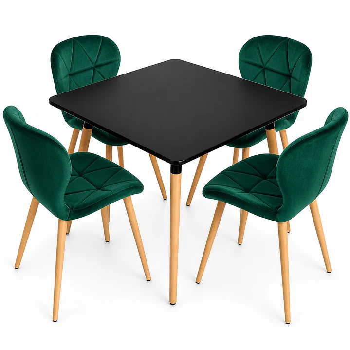 Comedor Filipinas (Mesa Cuadrada 80x80 negra + 4 Sillas radar velvet) 4
