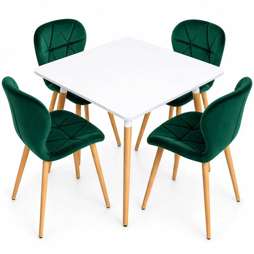 Comedor Alaska (Mesa cuadra melamina blanca + 4 Sillas radar velvet)  4