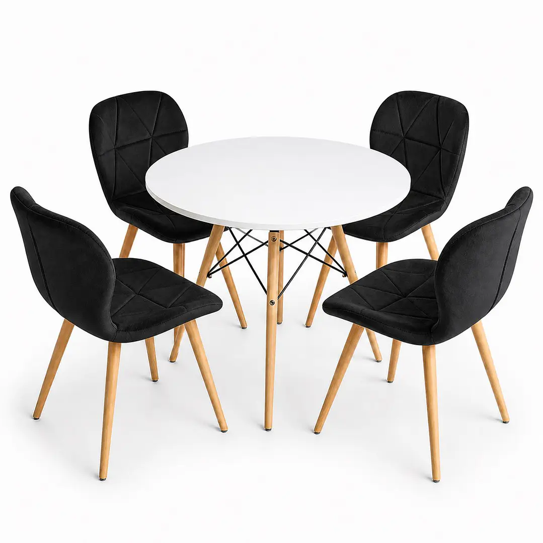 Comedor Rusia (mesa Eames blanca + Sillas radar velvet) 3