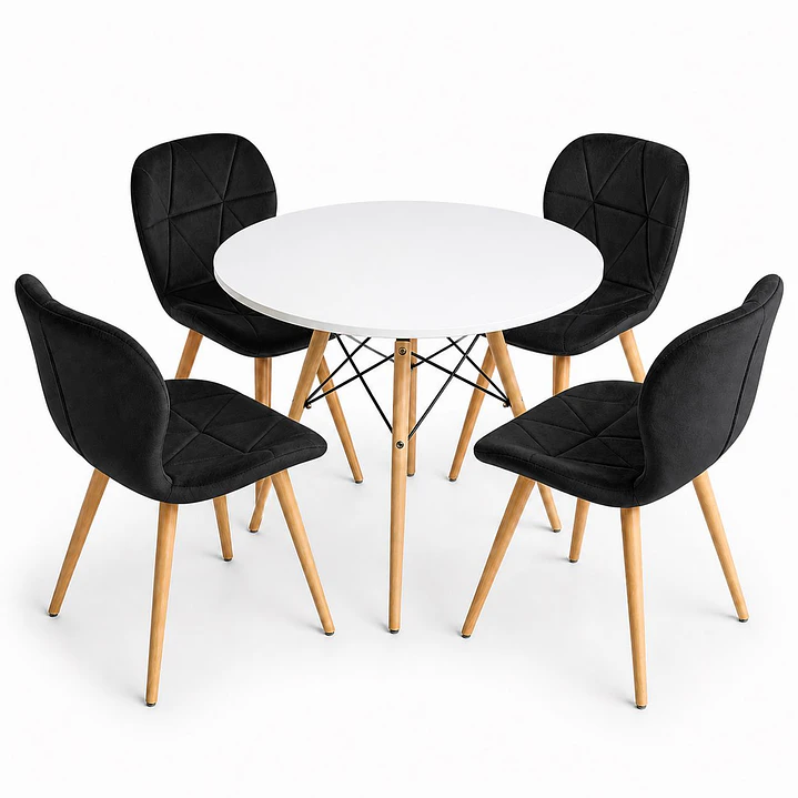 Comedor Rusia (mesa Eames blanca + Sillas radar velvet) 3