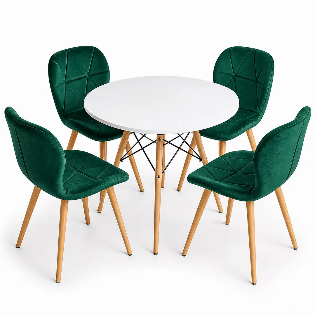 Comedor Rusia (mesa Eames blanca + Sillas radar velvet) 4