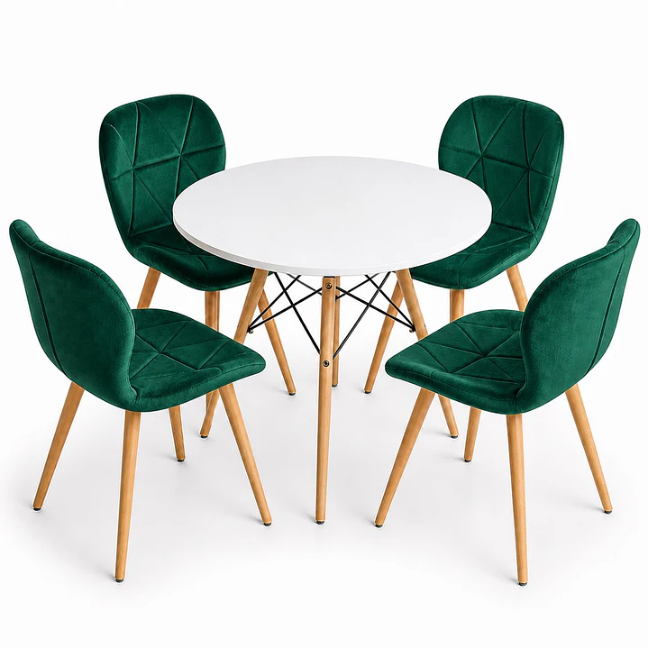 Comedor Rusia (mesa Eames blanca + Sillas radar velvet) 4