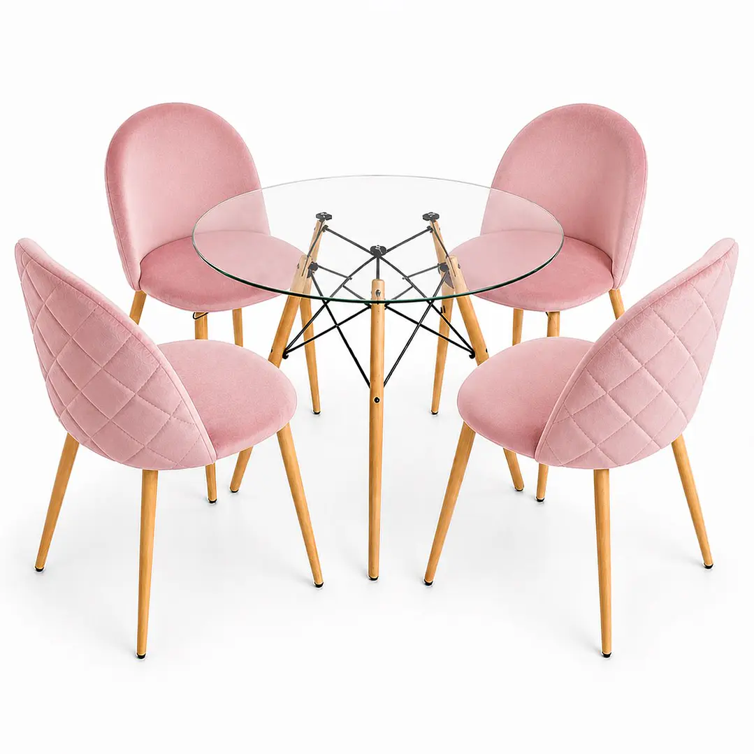 Comedor Quito (Mesa vidrio redonda + Silla bread) 3