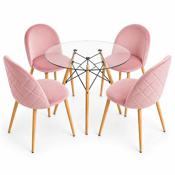 Comedor Quito (Mesa vidrio redonda + Silla bread) 3