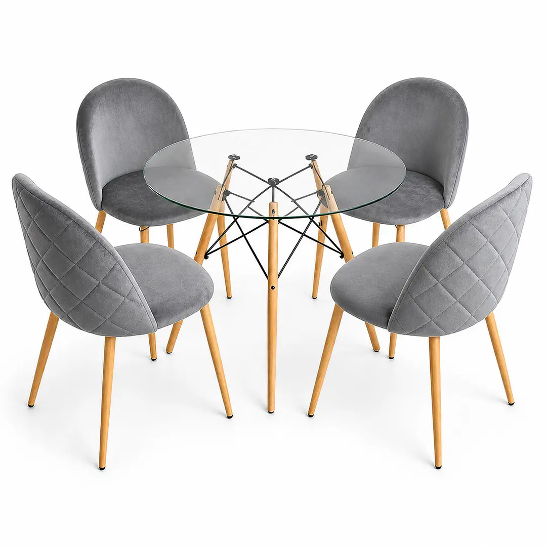 Comedor Quito (Mesa vidrio redonda + Silla bread) 4