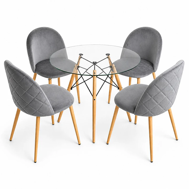 Comedor Quito (Mesa vidrio redonda + Silla bread) 4