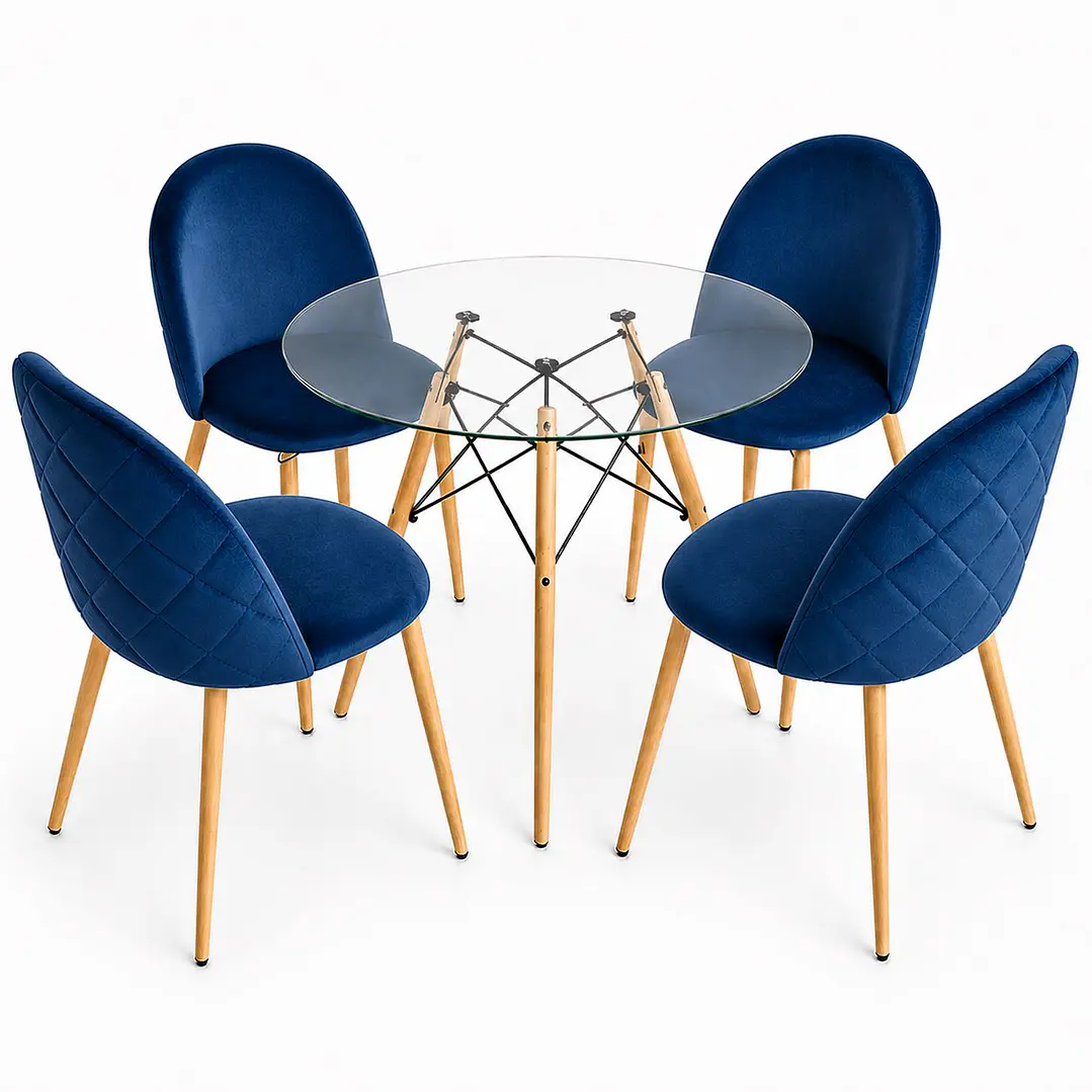 Comedor Quito (Mesa vidrio redonda + Silla bread) 6