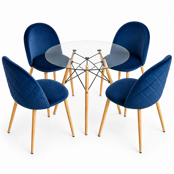 Comedor Quito (Mesa vidrio redonda + Silla bread) 6