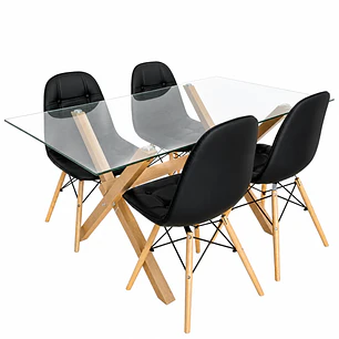Comedor Pekín (Mesa Vidrio 140x90 + Silla Buckle)
