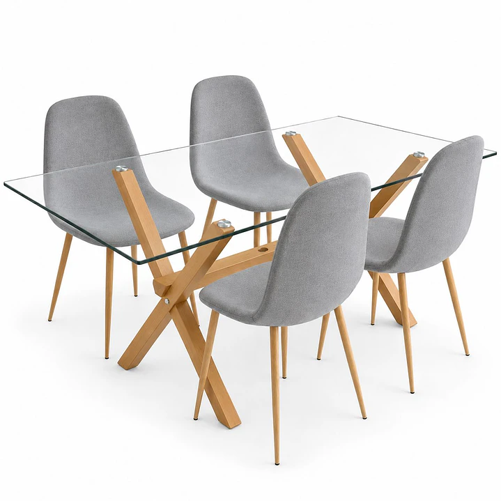 Comedor Pompeya (Mesa Vidrio 140x90 + Silla Scoop Wood) 3