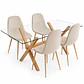 Comedor Pompeya (Mesa Vidrio 140x90 + Silla Scoop Wood) - Miniatura 1