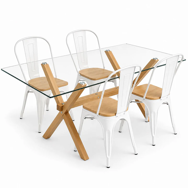 Comedor Luxemburgo Plus (Mesa Vidrio 140x90 + Silla Tolix) 2