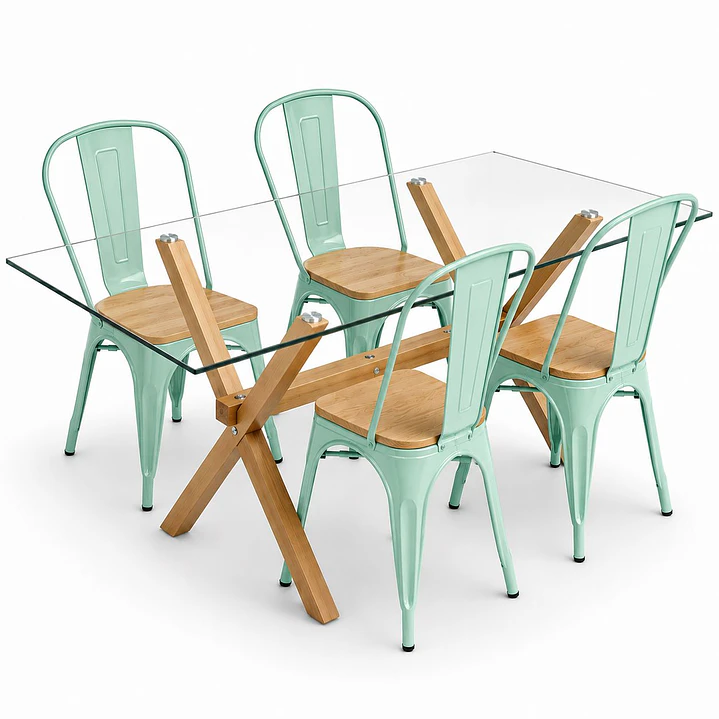 Comedor Luxemburgo Plus (Mesa Vidrio 140x90 + Silla Tolix) 4