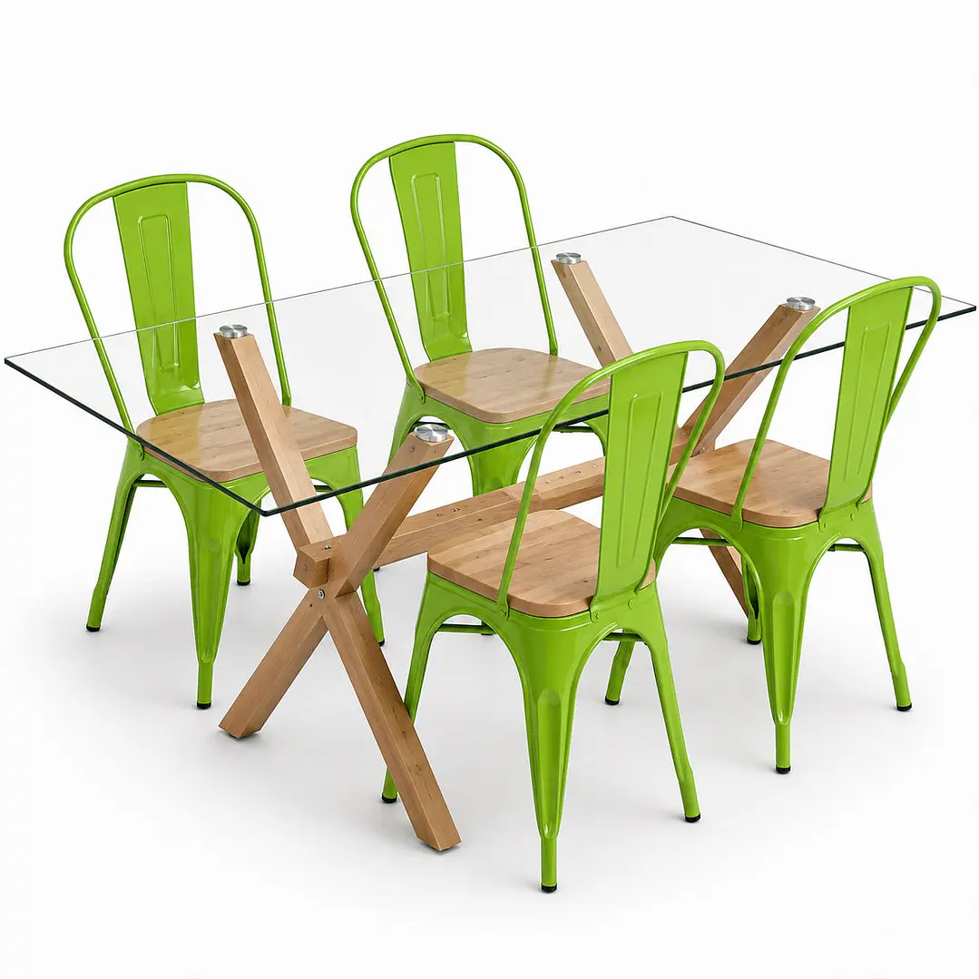 Comedor Luxemburgo Plus (Mesa Vidrio 140x90 + Silla Tolix) 7