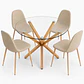 Comedor Armenia (Mesa redonda vidrio pata cruz + Silla Scoop Pata madera) - Miniatura 1