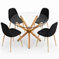 Comedor Armenia (Mesa redonda vidrio pata cruz + Silla Scoop Pata madera) - Miniatura 2
