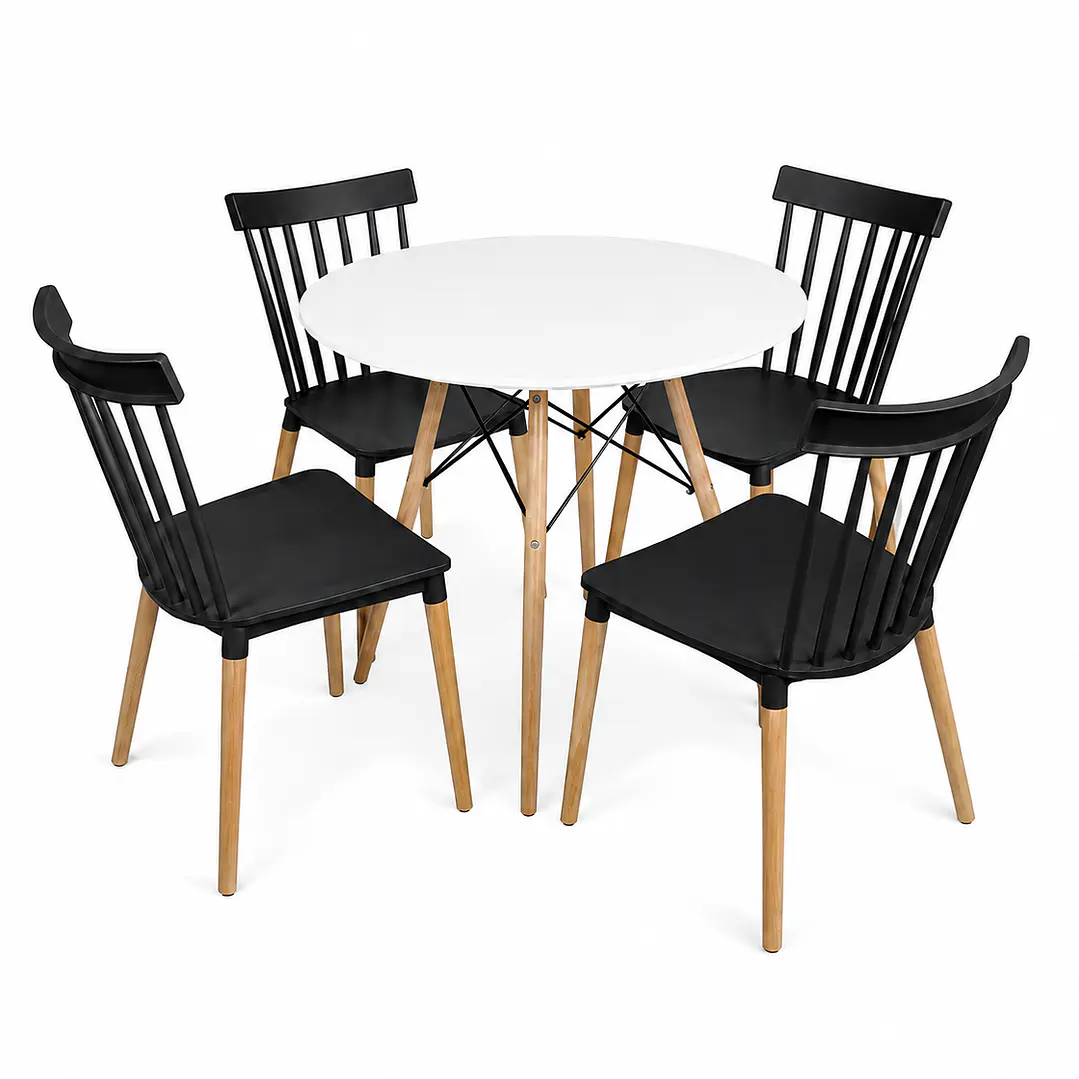 Comedor Letonia (Mesa Melamina redonda blanca + 4 Sillas Windsor) 2