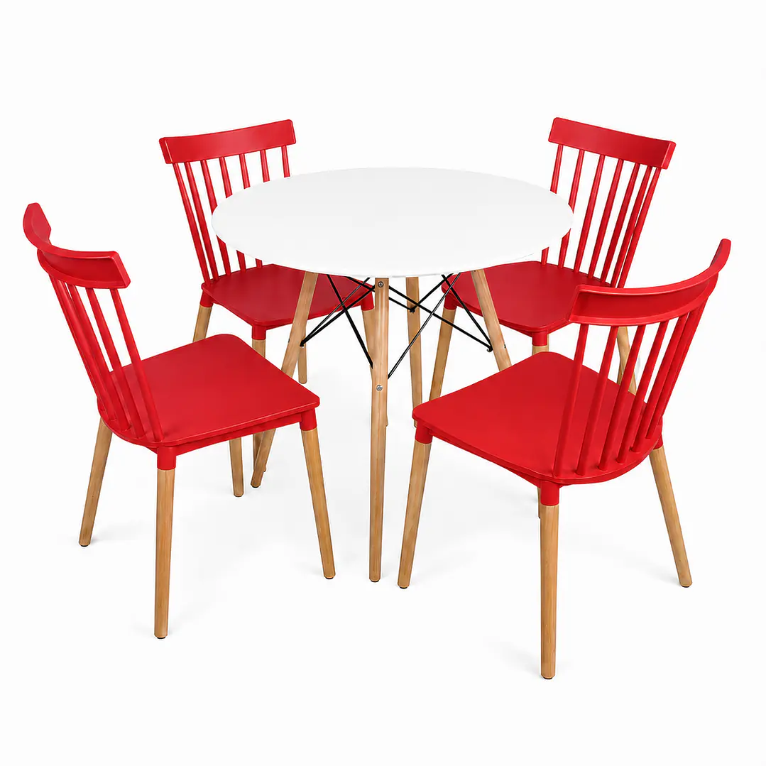 Comedor Letonia (Mesa Melamina redonda blanca + 4 Sillas Windsor) 3