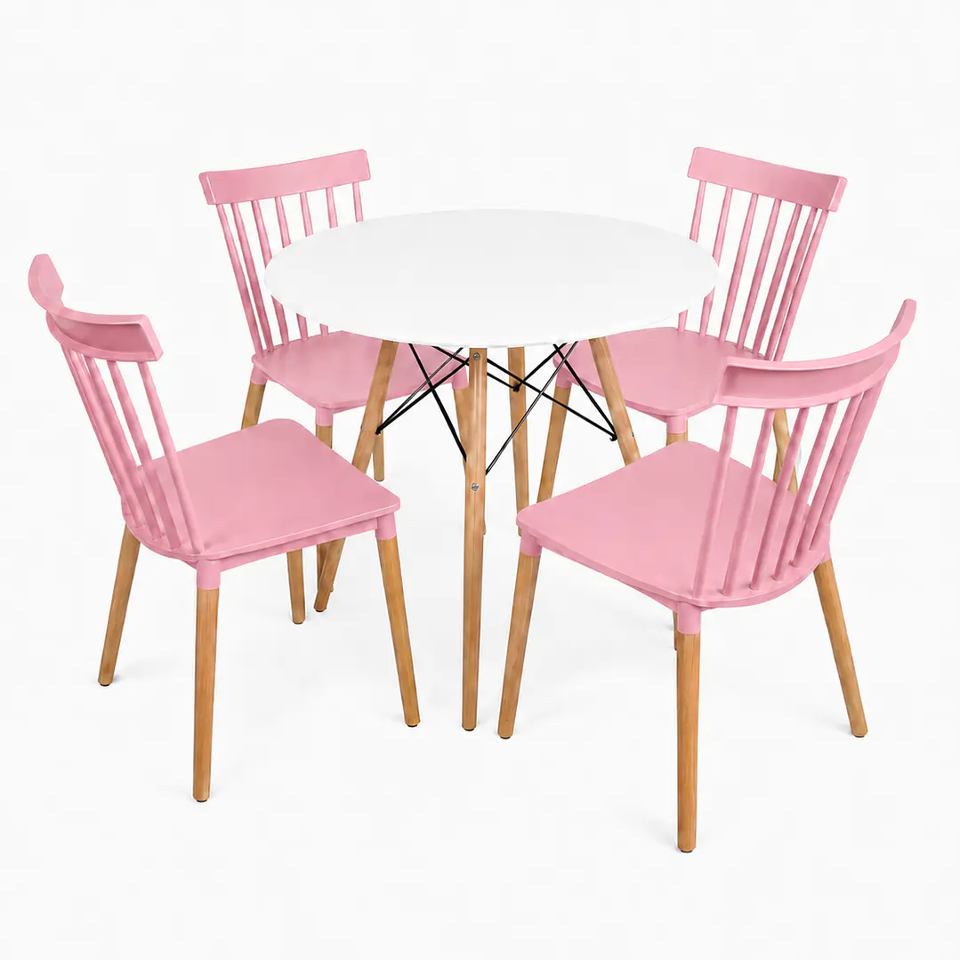 Comedor Letonia (Mesa Melamina redonda blanca + 4 Sillas Windsor) 4