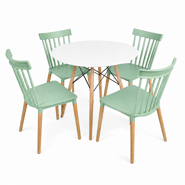 Comedor Letonia (Mesa Melamina redonda blanca + 4 Sillas Windsor) 5