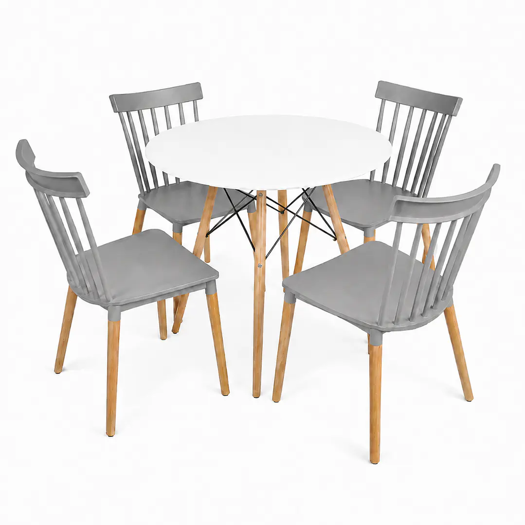 Comedor Letonia (Mesa Melamina redonda blanca + 4 Sillas Windsor) 6