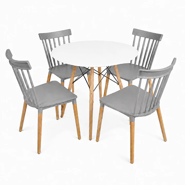 Comedor Letonia (Mesa Melamina redonda blanca + 4 Sillas Windsor) 6